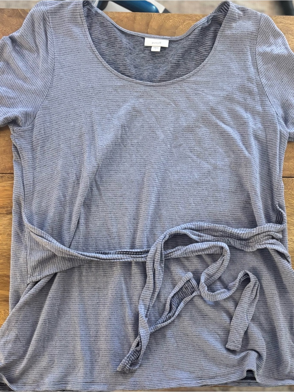 Pure Jill Women's Scoop Neck Tie-Waist Top - Blue